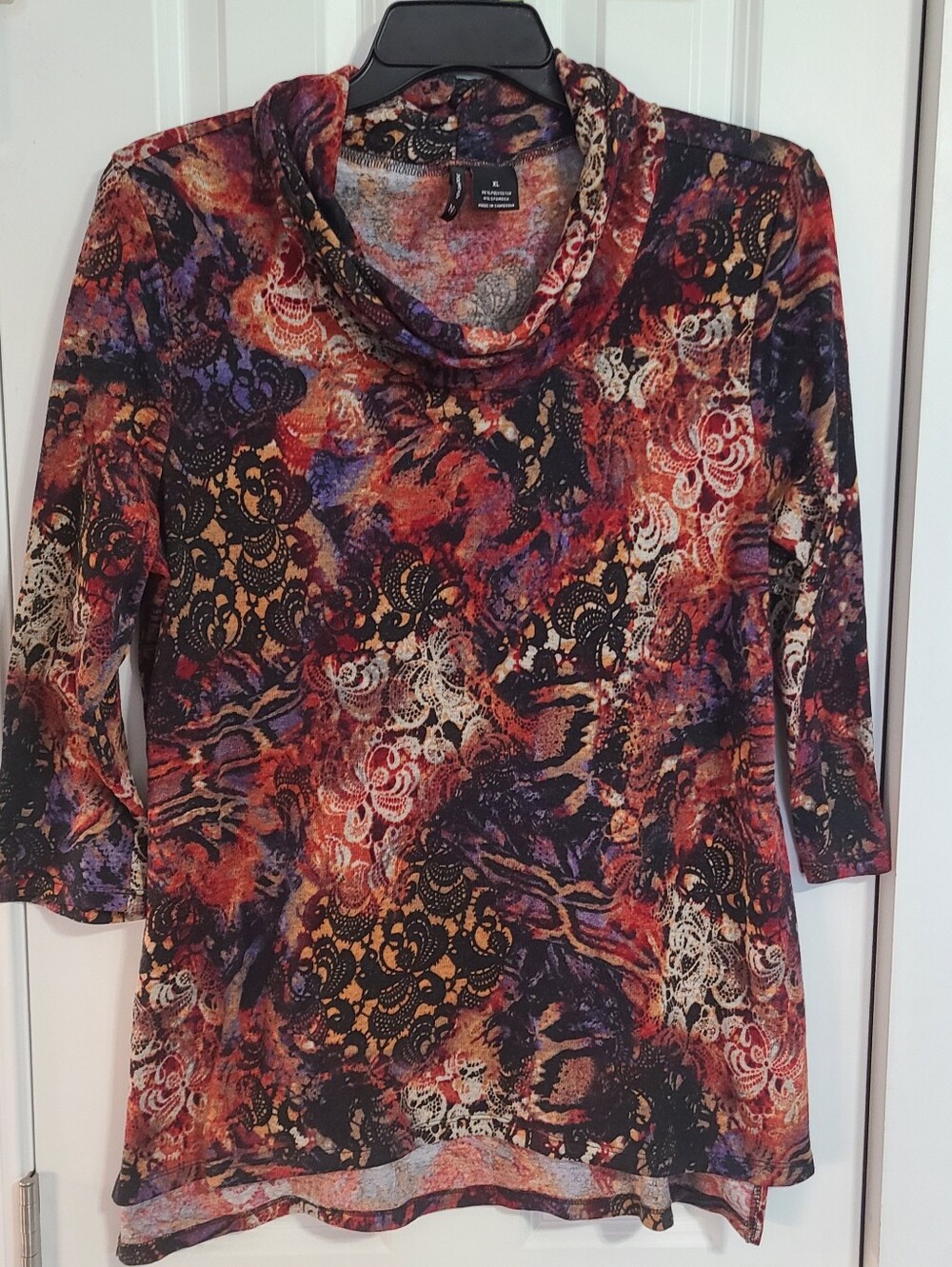 New Directions Multi-Color Cowl Neck Women's Top